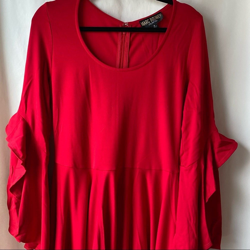Womens Marc Bouwer cherry red ruffle dress size medium MD